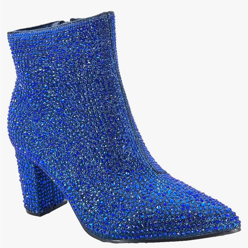 Blue Rhinestone Boots